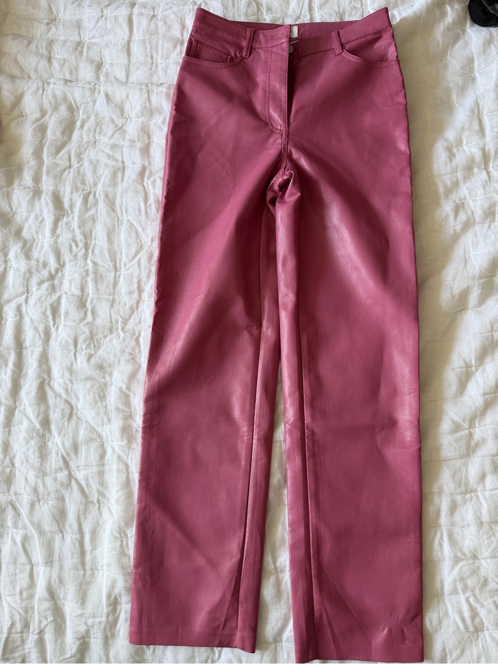 Wilfred Rose Pink Faux Leather Wide-Leg Pants